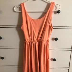 Peach colored skater dress stretch semi formal